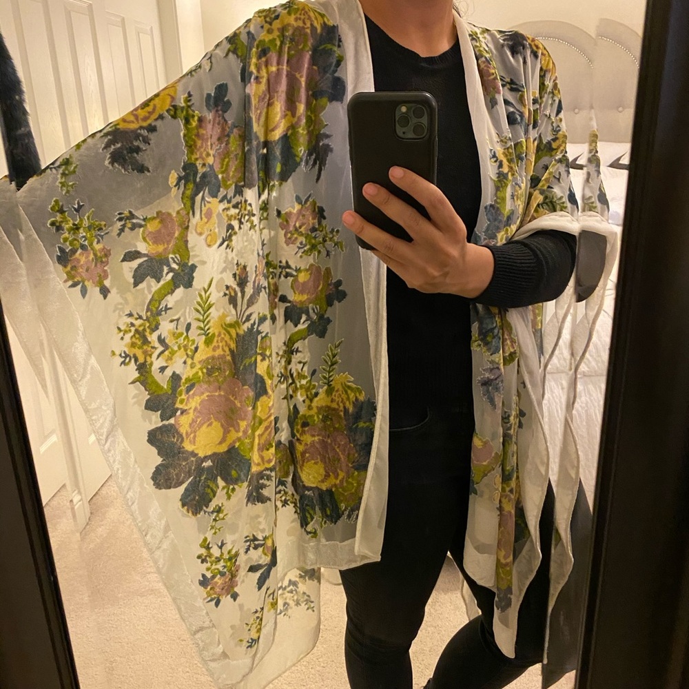 Anthro Floral Shawl